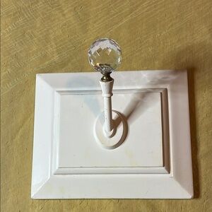 Elegant White Wall Hook with Crystal Knob